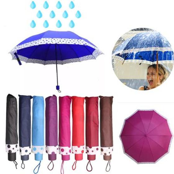 Imagem de Guarda-chuva cabo curto feminino com borda de bolinha