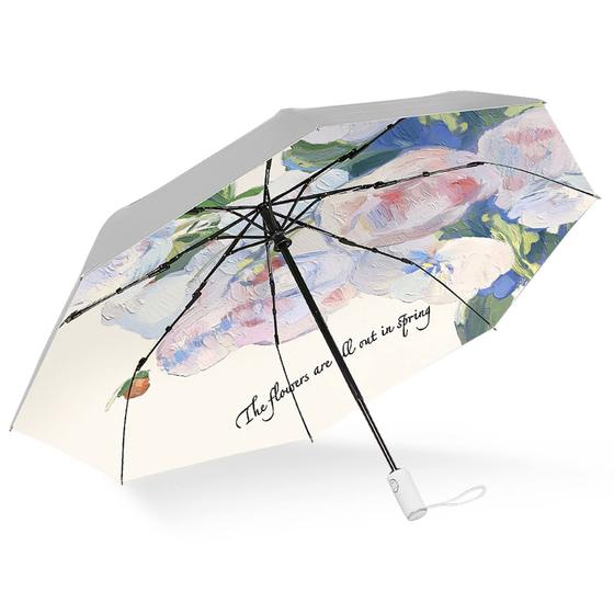 Imagem de Guarda-chuva Cuby UV Sun Compact Folding Travel à Prova de Vento Prateado