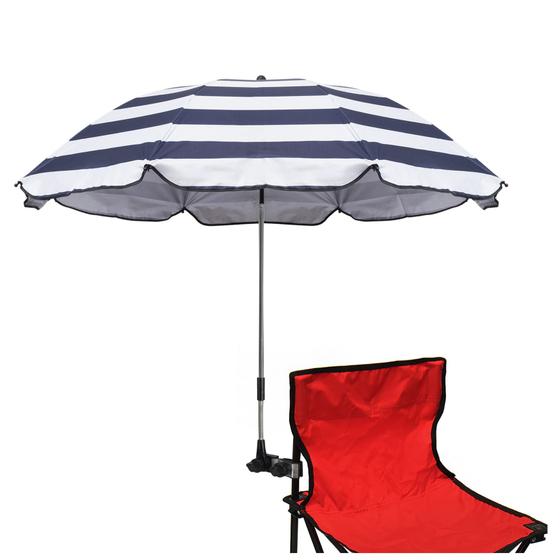 Imagem de Guarda-chuva de cadeira GRANDMEI de 46 polegadas UPF 50+ com clipe em D-Blue Stripe