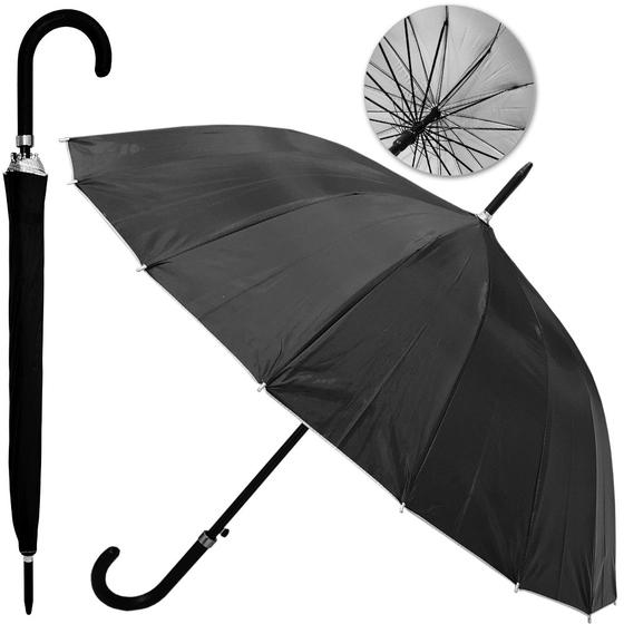 Imagem de Guarda chuva de poliester automatico portaria 16 varetas cabo curvo 94cm de ø