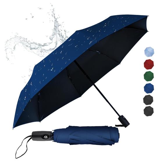 Imagem de Guarda-chuva de viagem ALFROTEY Compact Automatic Open/Close azul marinho