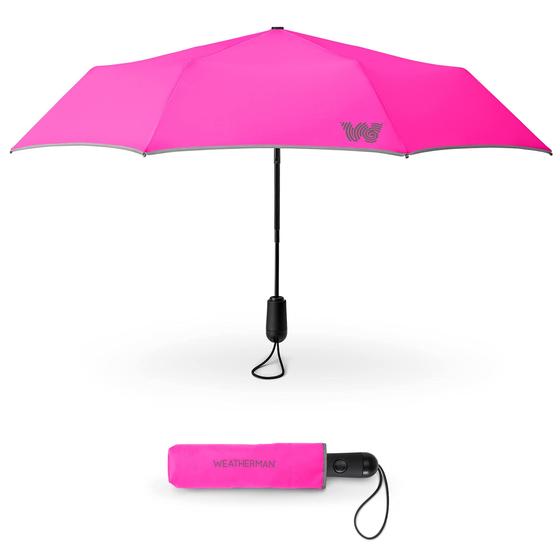 Imagem de Guarda-chuva de viagem Weatherman Compact à prova de vento rosa neon