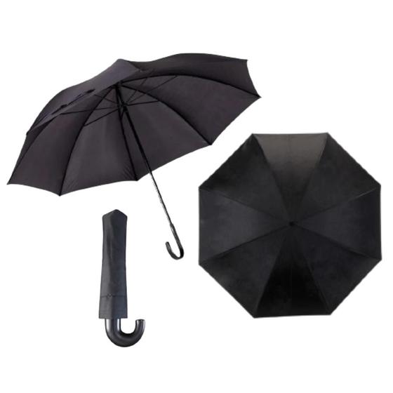 Imagem de Guarda Chuva Dobrável Preto Retrátil Compacto com Capa