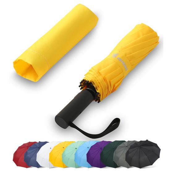 Imagem de Guarda-chuva GAOYAING Automático Compacto e à Prova de Vento - Amarelo