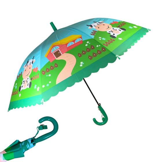 Imagem de Guarda Chuva Infantil Automático Com Apito Vaquinha Crianças Meninas Meninos