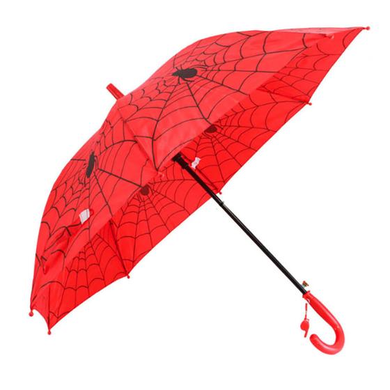 Imagem de Guarda Chuva Infantil Estampa de Aranha + Apito: Armação Ferro 8 Varetas e Abertura Automática