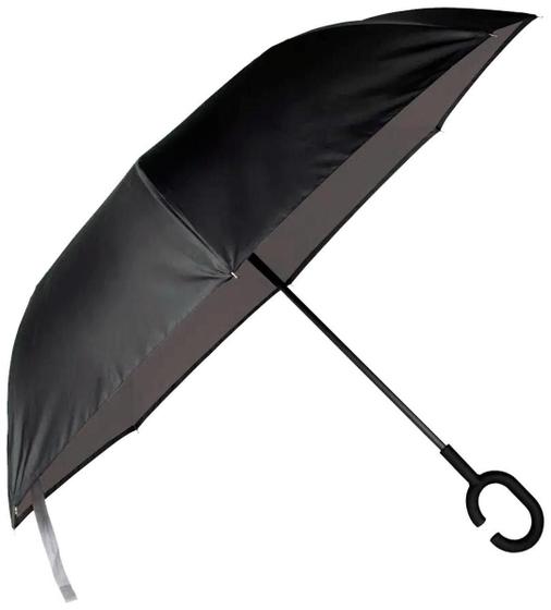 Imagem de Guarda-Chuva Invertido Mor Em Aço Tecido Duplo Preto E Cinza