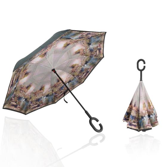 Imagem de Guarda Chuva Invertido Reforçado Tecido Duplo Para Carros  Invertido Estampado