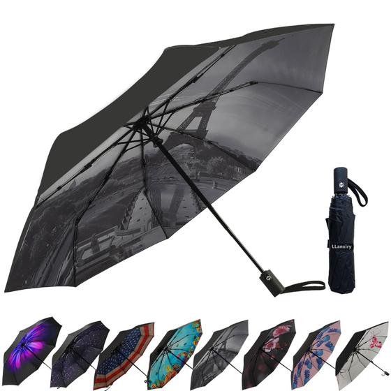 Imagem de Guarda-chuva LLANxiry Small Compact Travel Abrir/Fechar Automaticamente