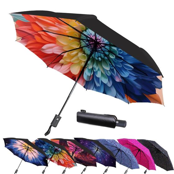 Imagem de Guarda-chuva MRTLLOA Compact Windproof Travel 105 cm, chuva, mulheres, homens