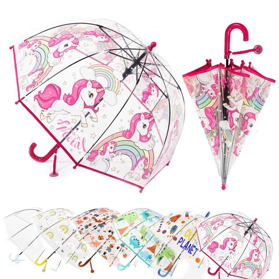 Imagem de Guarda-chuva MRTLLOA Kids Red Unicorn Bubble com alça curva