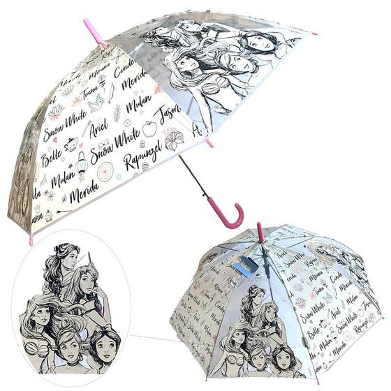 Guarda Chuva Sombrinha Adulto Juvenil Princesas Transparente Menor preço em Guarda Chuva Sombrinha Adulto Juvenil Princesas Transparente