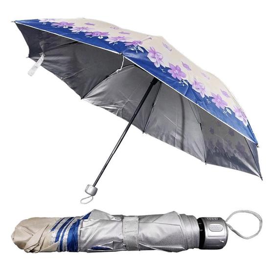 Imagem de Guarda Chuva Sombrinha Feminino Florido Manual De Bolsa