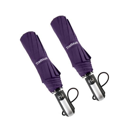 Imagem de Guarda-Chuva TradMall Travel à Prova de Vento - 116cm, Dossel Grande (Roxo)