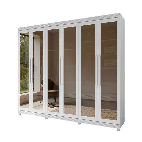 Guarda Roupa 06 Portas e 06 Gavetas Enna Com 06 Portas Vidro Reflecta- Lanza Menor preço em Guarda Roupa 06 Portas e 06 Gavetas Enna Com 06 Portas Vidro Reflecta- Lanza