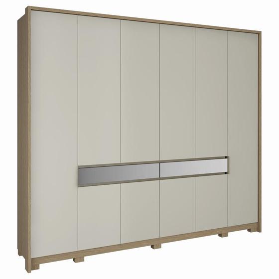 Imagem de Guarda Roupa 10 Portas e Espelho Regência MDF Móveis Rimo Marrom Off White