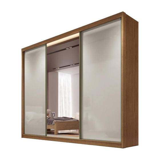 Imagem de Guarda Roupa 100% MDF 3 Portas 6 Gavetas com 1 Porta Espelho Peliculado Cumaru Fendi