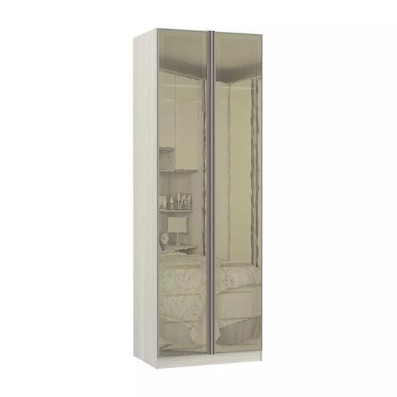 Imagem de Guarda-Roupa 2 Portas 3 Gavetas com Vidro Reflecta 80cm Prime Plus Luciane