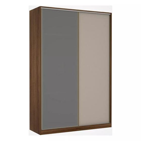 Imagem de Guarda Roupa 2 Portas de Correr Alumínio Inox com Vidro Reflecta Prata 159 cm Prime Luciane Móveis