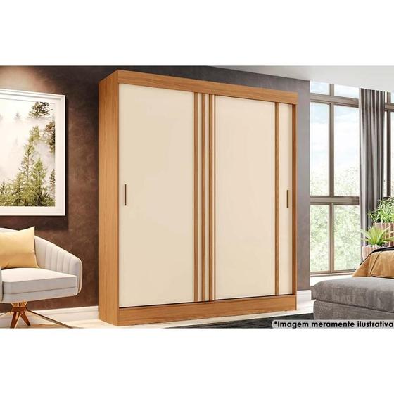 Imagem de Guarda Roupa 2 Portas de Correr e 2 Gavetas Briz B353 Flex Nature/Off White ou Cinza - Henn