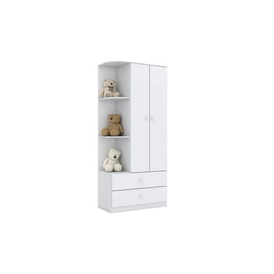 Imagem de Guarda Roupa 2 Portas Labirinto c/ e 2 Gavetas Branco - Henn