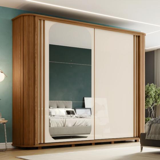Imagem de Guarda-roupa 271cm Casal com Cantos Arredondados com Ripado Mozzate Henn