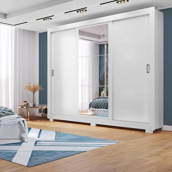 Imagem de Guarda Roupa 3 Portas 4 Gavetas Com Espelho Com Pés Serenity Yescasa