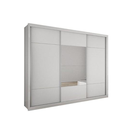 Imagem de Guarda Roupa 3 Portas  de Correr c/ Espelho e 4 Gavetas Arezzo Plus Branco - Novo Horizonte