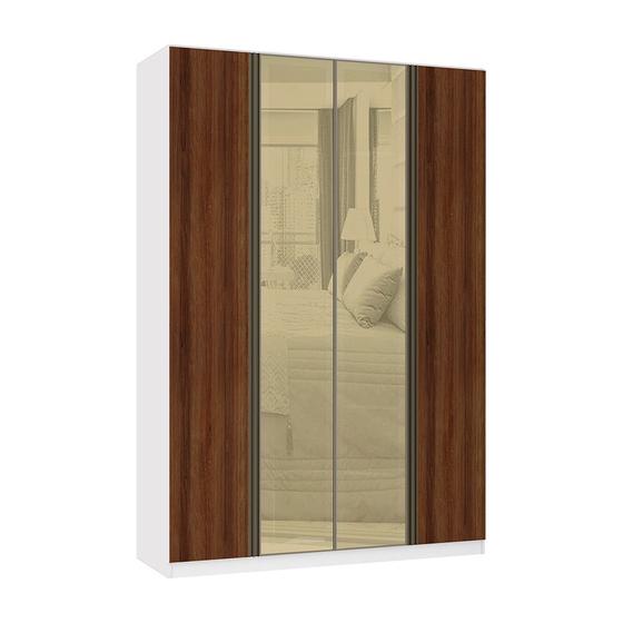 Imagem de Guarda Roupa 4 Portas 3 Gavetas 159,2 cm com Vidro Reflecta Bronze Prime Luciane Móveis