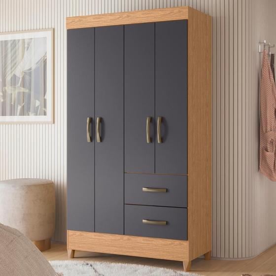 Guarda Roupa 4 Portas Roma Freijó Titanium - Mais de Casa Imagem de Guarda Roupa 4 Portas Roma Freijó Titanium