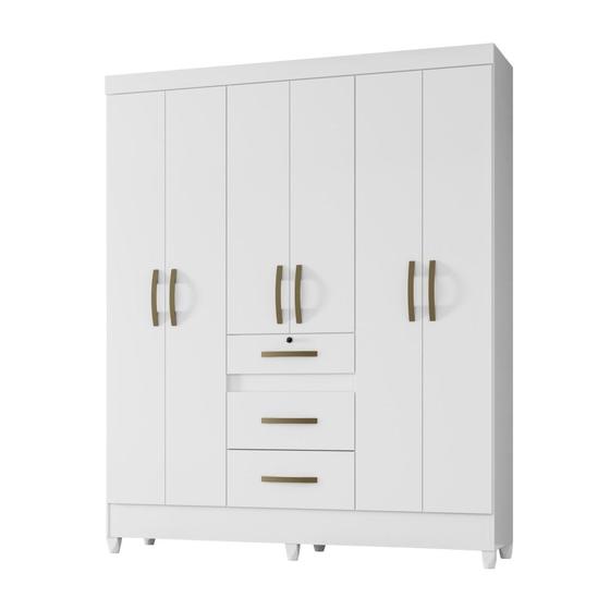 Guarda Roupa 6 Portas 3 Gavetas 1Gaveta com Chave Branco Itatiba Moval ...