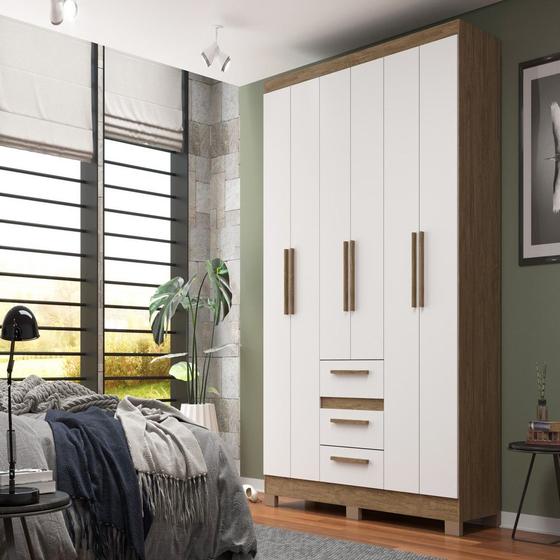 Imagem de Guarda Roupa 6 Portas 3 Gavetas 6 Prateleiras Wood/ Branco - Decibal