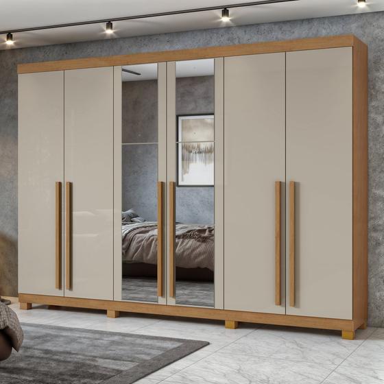 Imagem de Guarda-roupa 6 Portas 4 Gavetas Bertha com Espelho e com Pés