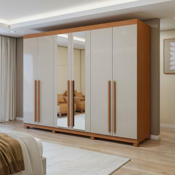 Imagem de Guarda-roupa 6 Portas 4 Gavetas Bertha com Espelho e com Pés