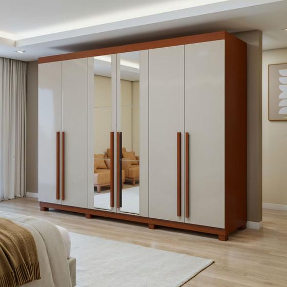 Imagem de Guarda-roupa 6 Portas 4 Gavetas Bertha com Espelho e com Pés