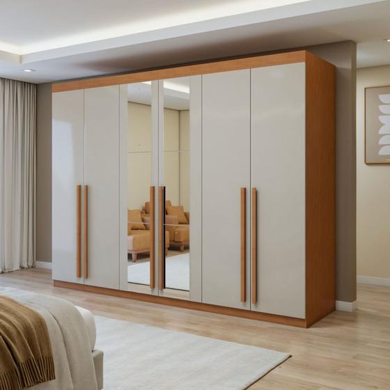 Imagem de Guarda-roupa 6 Portas 4 Gavetas Bertha com Espelho