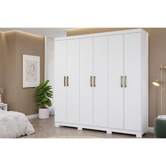 Imagem de Guarda Roupa 6 Portas  e 3 Gavetas Clara Flex Branco - Panan