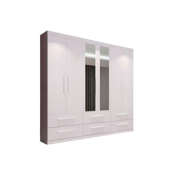 Imagem de Guarda Roupa 6 Portas  e 6 Gavetas c/ Espelho PH1691 Branco - Herval