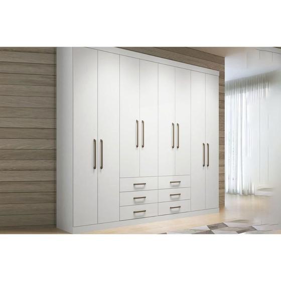 Imagem de Guarda Roupa 8 Portas  e 6 Gavetas Master 8.6 Branco - Santos Andirá