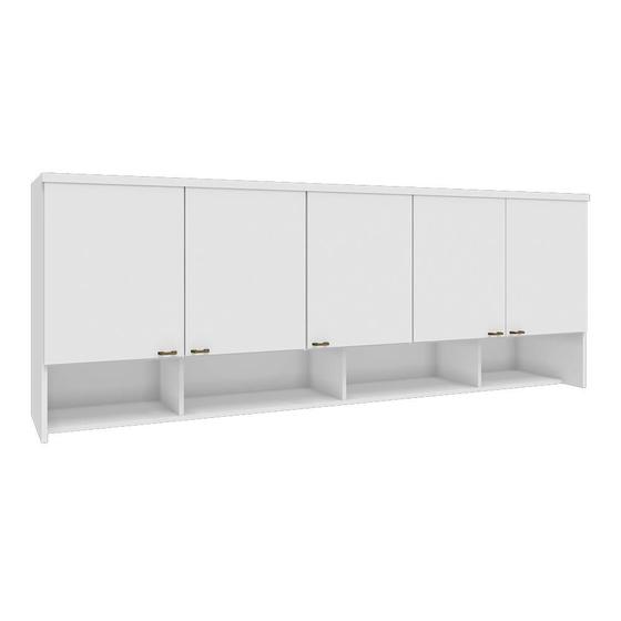 Imagem de Guarda Roupa Armário Aéreo 5 Portas e Nichos Setiba Branco - 100% MDF - Móveis Rimo