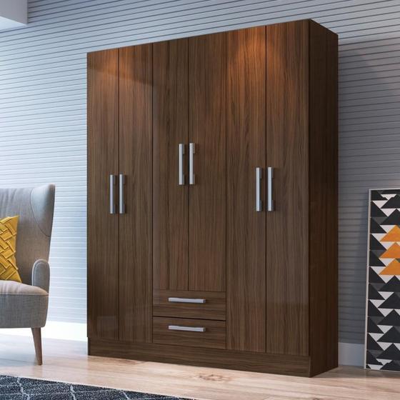 Guarda Roupa Armário Roupeiro Casal Grande 6 Portas 2 Gavetas Cabideiro Quarto Marrom Cacau é boa?