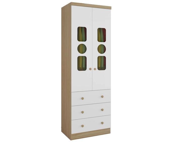 Imagem de Guarda Roupa Bebê Moveis Peroba Tedy 02 portas 03 gav MDF