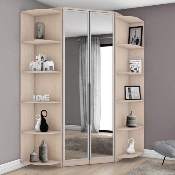 Imagem de Guarda-Roupa Canto Closet com Espelho 2 Portas e 2 Cantoneiras Diamante Plus Espresso Móveis