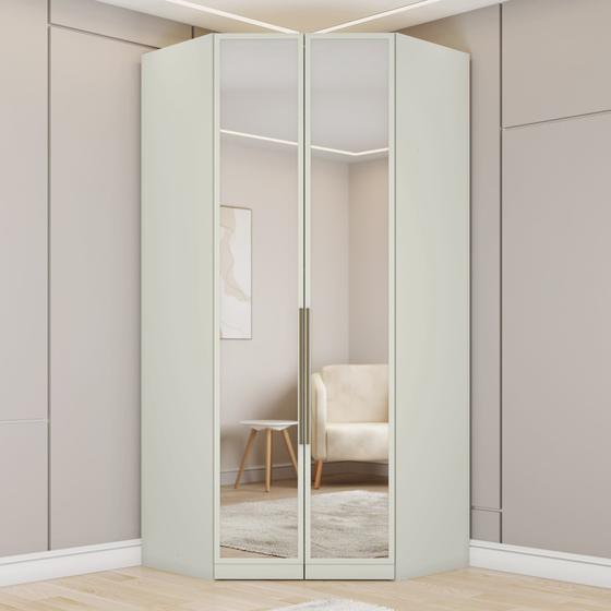 Imagem de Guarda Roupa Canto Closet Modulado 2 Portas 3 Gavetas com Espelho Predileto Henn