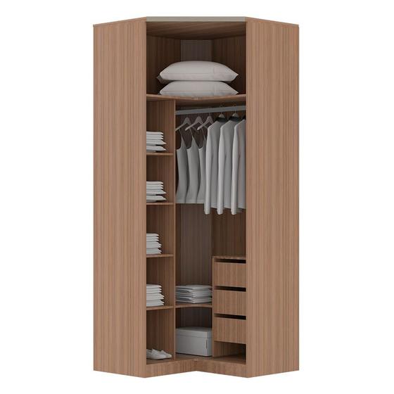 Guarda Roupa Canto Closet sem Portas 3 Gavetas, Cabideiro, 4 Prateleiras Connect Luciane MA³veis Menor preço em Guarda Roupa Canto Closet sem Portas 3 Gavetas, Cabideiro, 4 Prateleiras Connect Luciane MA³veis