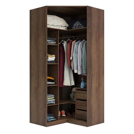 Guarda Roupa Canto Closet sem Portas 3 Gavetas, Cabideiro, 5 Prateleiras Prime Luciane Móveis é boa?