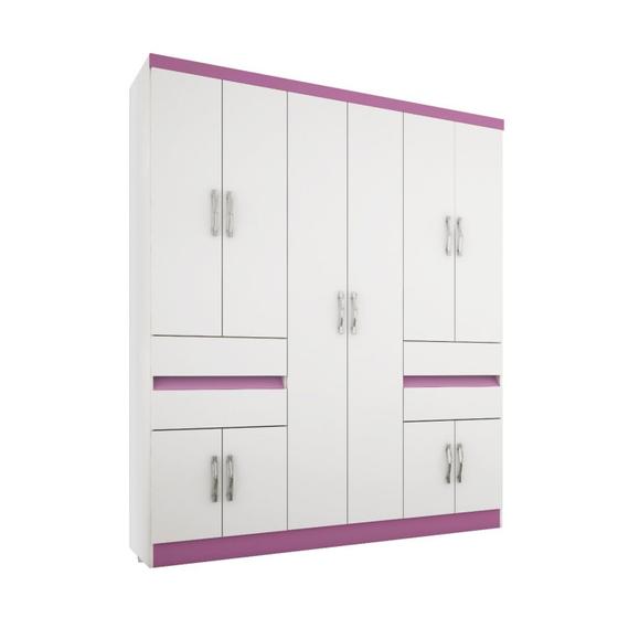 Imagem de Guarda Roupa Casal 10 Portas 4 Gavetas 1430 Araplac Branco/Lilás