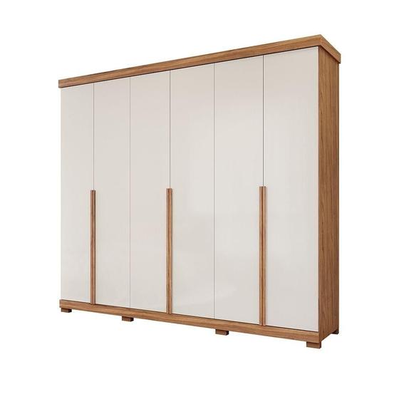 Imagem de Guarda Roupa Casal 100% Mdf 6 Portas 6 Gavetas Guarapari Panan Móveis Cinamomo/Off White