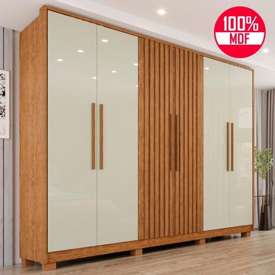 Guarda-Roupa Casal 100% MDF 6 Portas e 6 Gavetas Premium Ripado - Tudo de Móveis Menor preço em Guarda-Roupa Casal 100% MDF 6 Portas e 6 Gavetas Premium Ripado - Tudo de Móveis