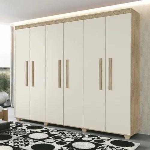 Guarda roupa casal 100% MDF 6 portas teca/off white Menor preço em Guarda roupa casal 100% MDF 6 portas teca/off white